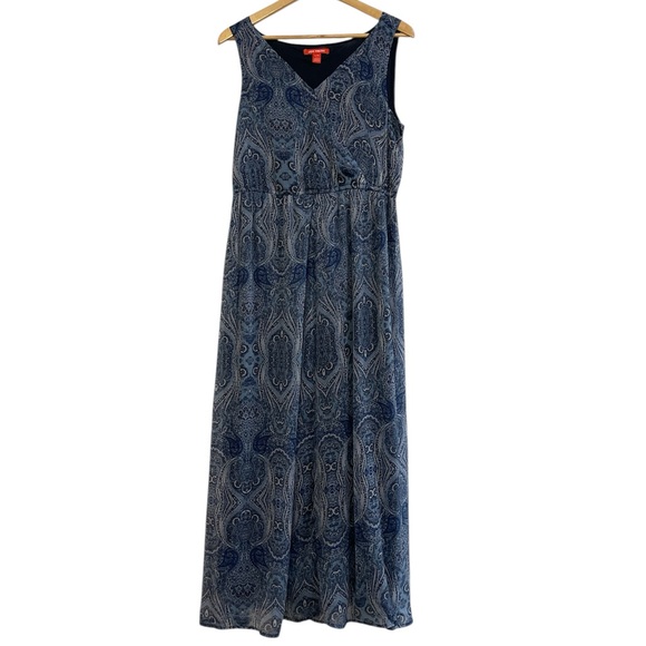 Joe Fresh Blue Paisley Sleeveless Maxi Dress Polyester L - Picture 1 of 6